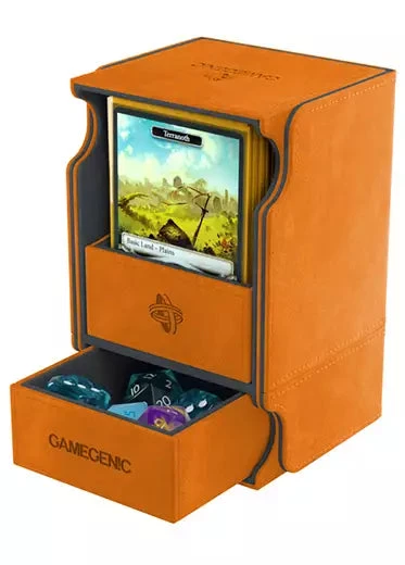 Gamegenic: Watchtower 100+ Deck Box Gamegenic: Watchtower 100+ Deck Box -Double Sleeveds Store Gamegenic Watchtower 100 Convertible Deck Box Orange Open 2