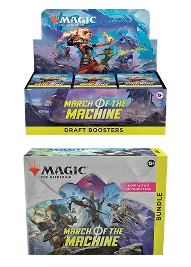 MTG: March of the Machine - Draft Booster Box + Bundle Magic The Gathering MTG: March Of The Machine - Draft Booster Box + Bundle -Double Sleeveds Store MTG March Of The Machines Draft Booster Box Bundle Combo