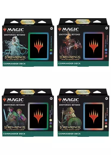 MTG Universes Beyond: Lord Of The Rings: Tales of Middle Earth - Commander Deck - Set of 4 Magic The Gathering MTG Universes Beyond: Lord Of The Rings: Tales Of Middle Earth - Commander Deck - Set Of 4 -Double Sleeveds Store MTG Universes Beyond Lord Of The Rings Tales Of Middle Earth Commander Decks Set Of 4