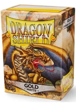 Dragon Shield: Matte Sleeves (100, Standard Size) 13 Dragon Shield: Matte Sleeves (100, Standard Size) -Double Sleeveds Store dragon shield matte sleeve gold
