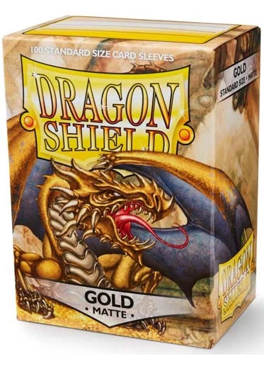 Dragon Shield: Matte Sleeves (100, Standard Size) Dragon Shield: Matte Sleeves (100, Standard Size) -Double Sleeveds Store dragon shield matte sleeve gold