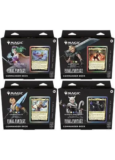 MTG: Final Fantasy - Commander Decks Set of 4 (PRE-ORDER) Magic The Gathering MTG: Final Fantasy - Commander Decks Set Of 4 (PRE-ORDER) -Double Sleeveds Store mtg final fantasy commander decks