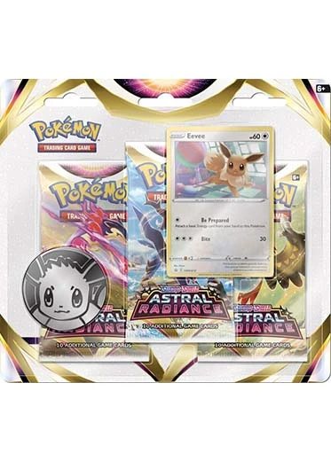 Pokemon TCG: Astral Radiance - 3 Pack Blister Eevee Pokemon TCG: Astral Radiance - 3 Pack Blister Eevee -Double Sleeveds Store pokemon tcg astral radiance 3pack blister eevee