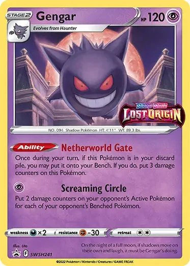 Pokemon TCG: Lost Origin - Gengar SWSH241 Prerelease Promo Pokemon TCG: Lost Origin - Gengar SWSH241 Prerelease Promo -Double Sleeveds Store pokemon tcg lost origin gengar swsh241 promo