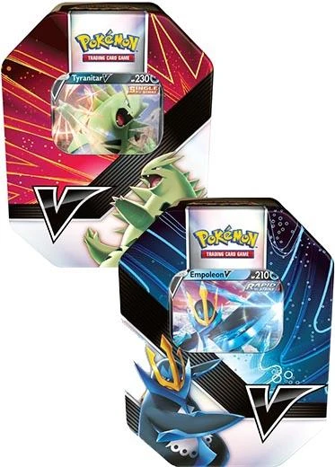 Pokemon TCG: V Strikers Tin (Tyranitar V / Empoleon V) Set of 2 Pokemon TCG: V Strikers Tin (Tyranitar V / Empoleon V) Set Of 2 -Double Sleeveds Store pokemon tcg v strikers tin Tyranitar Empoleon